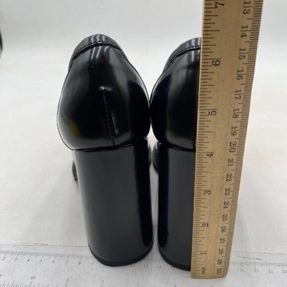 FOWT Dressy High Block Heels Loafers for Women Classical Square Toe Pumps Black - Picture 5 of 8